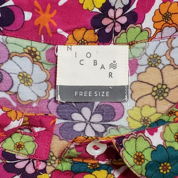 Nicobar Womens Floral Blouse Top Hippe Retro Free Size Flower Power - Picture 7 of 13